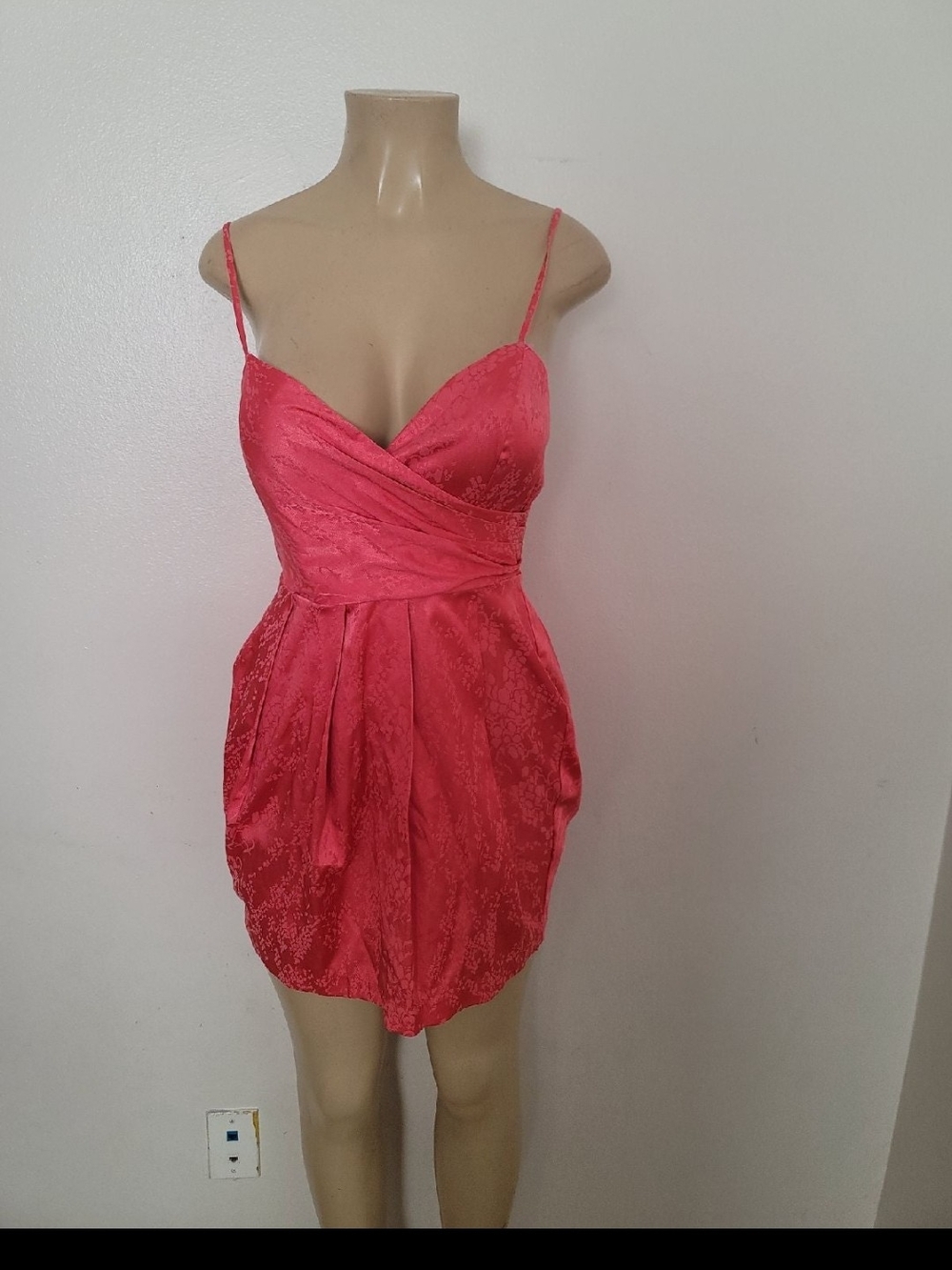 Snap Coral Pink Satin Jacquard Mini Dress
